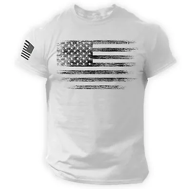 USA Distressed Flag Men T Shirt Patriotic American Tee S - 2XL • $14.90