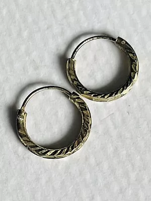 🌿petite Vintage Textured Sterling Hoop Earrings • $1