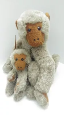 Vintage 1975 Dakin Pillow Pets Sitting Rhesus Mama And Baby Monkey Plush • $300