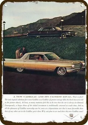 1963 CADILLAC FLEETWOOD GOLD & BLACK LUXURY CAR Vintage Look DECORATIVE METAL SI • $24.99