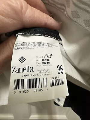 Zanella 36x34 Black Wool Twill Pleated Cuffed Made In Italy Dress Pants. • $35