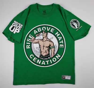 WWE John Cena Never Give Up Graphic T-Shirt Youth Medium Green Wrestling  • $19