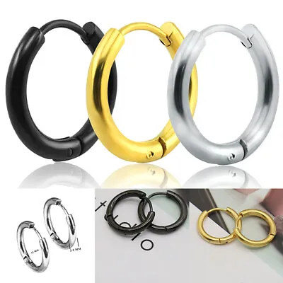 1pc Women Men Simple Round Circle Earrings Ear Hoop Anti-allergy Clip On Earring • £1.79