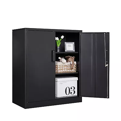 Storage Cabinet Metal With Lock Steel Cabinets With 2 Doors For Home Garage • $123.49