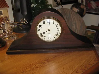 GILBERT KEY WIND VINTAGE WOODEN MANTEL SHELF CLOCK With PENDULUM & KEY • $124.50