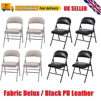 BLACK /  Fabric Metal Home Office CHAIR FOLDING FOLDABLE COMPUTER PARTY Meeting • £19.69