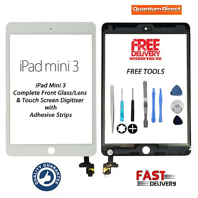 NEW IPad Mini 3 Complete Front Glass Digitiser Touch Screen Assembly - WHITE • £9.95