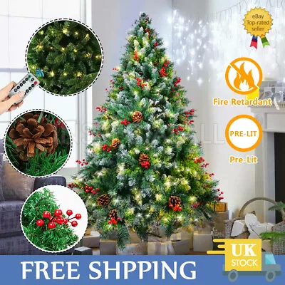 £10.79 • Buy Bushy Christmas Tree With LED Fibre Optic Lights Metal Stand Xmas Decor 6FT 7FT