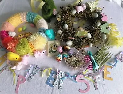 Large Bundle Cute Easter Decorations Luxury Handmade 20+ Items 2 Wreaths • £14.95