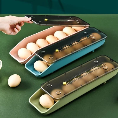 £8.77 • Buy Automatic Rolling Egg Storage Box Plastic Storage Tray Kitchen Storage Holder