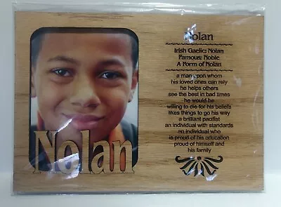 Personalized Wood Baby Name Nolan With Origin Meaning Engraved 5x7 Picture Frame • £9.65