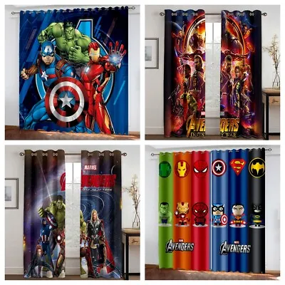 Bedroom 3D Marvel The Avengers Curtains Boys Blackout Curtains Ring Top Eyelet • £28.80