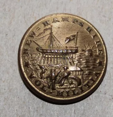 Civil War Era New Hampshire Volunteer Militia .915  Button Scovill Embossed Back • $44