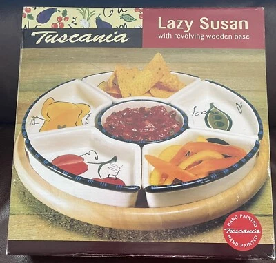 £19.95 • Buy Vintage Rotating  Wooden Base Lazy Susan New Boxed