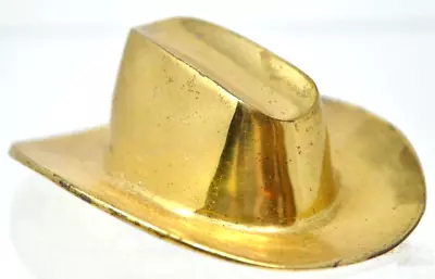Vintage Solid Brass Cowboy Western Hat 3.5” X 2.5” X 2” Tall Paperweight India • $19.99