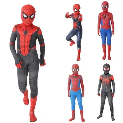 Boys Kids Children Spider-Man Costume Cosplay Playsuits Bodysuit Jumpers Hoods T • £8.99