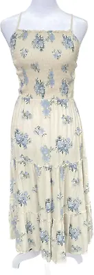 Mimi Chica Women's Blue Floral Midi Dress White Spaghetti Strap Sleeveless Sz M • $12.99