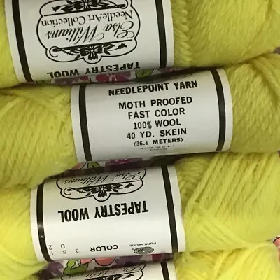 Lot Of 10 Skeins Elsa Williams Tapestry Wool Needlepoint Yarn : Yellow  351 02 • $8.50