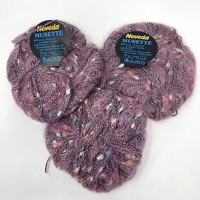 Lot Of 3 Neveda Musette Yarn Skeins Mohair/AcrylicPink Purple Variegated Vintage • $19.99