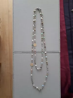 Accessorize Pastel Pink/Green Long Beaded Necklace New • £5