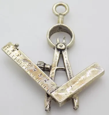 Vintage Italian Handmade Genuine Silver Drawing Compass & Ruler Miniature • $64.07