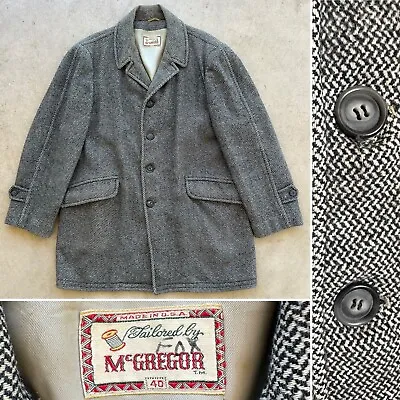 Vintage 50s MCGREGOR Overcoat 40 LARGE Winter Coat Jacket Tweed 1950s Work Chore • $169.40