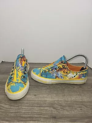 Ed Hardy Yellow Shoes-  Womens Size 6 Low Top Laceless  Koi Fish • $29.99
