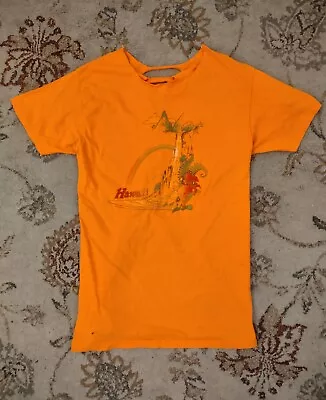 Vintage 70s Custom Braided HAWAII Graphic Single Stitch Orange Tee Shirt Medium • $19.99
