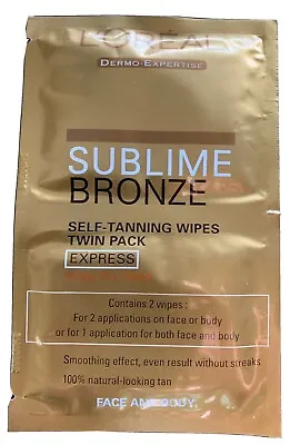 L’Oreal Paris Sublime Bronze Self Tanning Express Wipes X 2 • £2.99