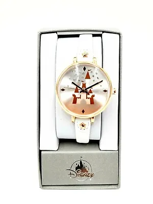 Disney Parks Rose Gold Tone Princess Castle Quartz Watch White Band New • $79.77