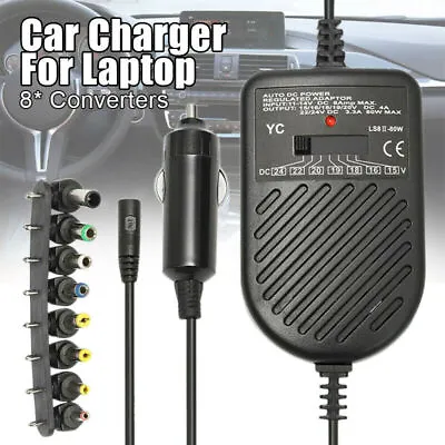 £10.14 • Buy 80W 12V DC Universal Car Charger Laptop Notebook HP Power Supply Adapter        