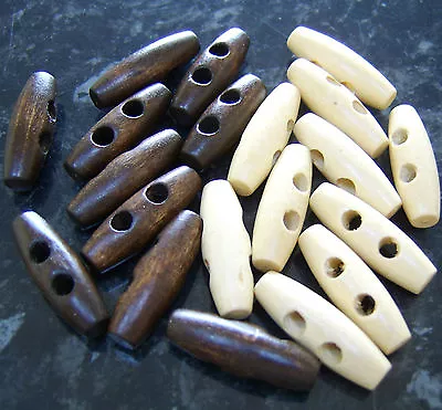£1.30 • Buy 10 X Light Or Dark Wood Duffle Toggle Buttons 30mm X 10mm