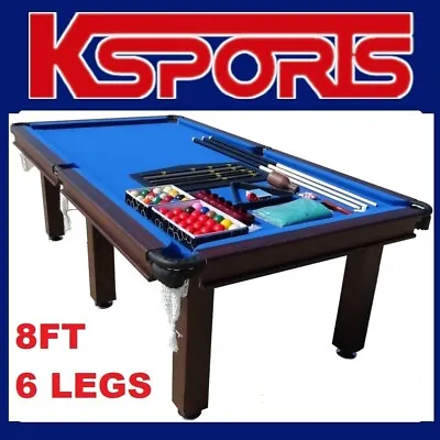 Pool Table 8ft Snooker Billiard Table 25mm Table Top With Leather Pockets Full A • $699