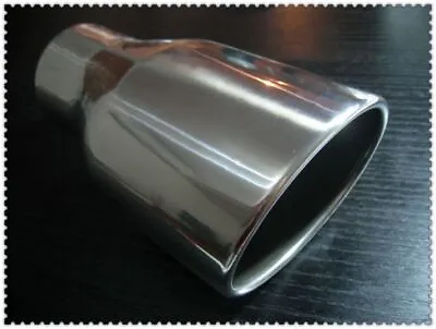 3'' Inlet Stainless Steel Oval Rolled Angle Cut Outlet Exhaust Tip 8.3'' Long • $40