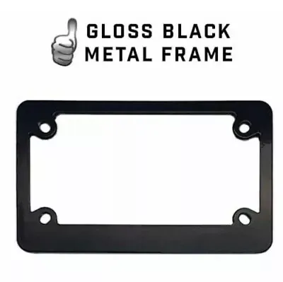 Premium Vivid Black Metal Sport License Plate Tag Frame For Motorcycle Scooter • $9.95
