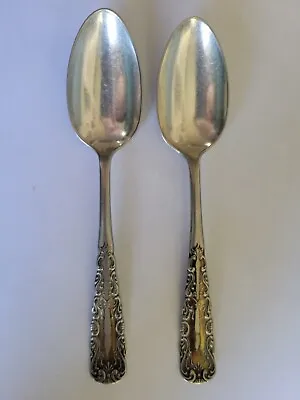 Antique Set Of 2 Silverplate 6  Tea Spoons 1835 R Wallace A1 VTG Swirls Unique • $19.99