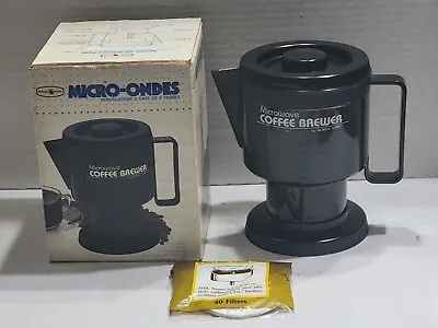 Vintage Black Nordicware Microweave Coffee Maker Percolator Makes 6 Cups + Box • $14.99