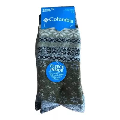 Columbia Men's Socks 2 Pair Gray Fleece Inside Warm  Size 6-12 • $11.90