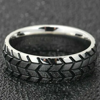 Inspired Stainless Steel Mechanic Car Tire Men's Ring Band Punk Fashion Jewelry • $2.62