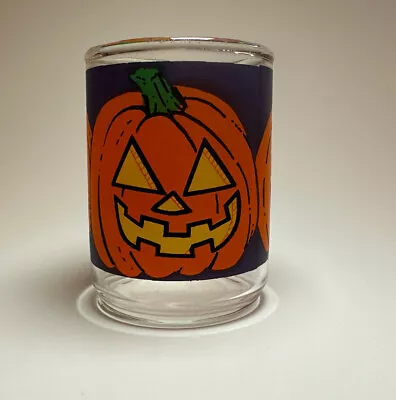 Vintage Halloween Indiana Glass Votive Candle Pumpkin Jack O Lantern • $10