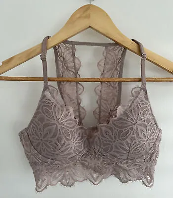 PINK Victoria's Secret Lightly Lined Bralette Taupe Lace Women’s X-Small • $10