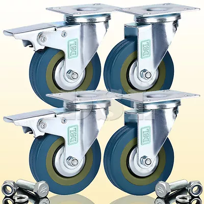 £5.50 • Buy DSL Heavy Duty 75mm Rubber Swivel Castor Wheels Furniture Trolley Caster 360KG
