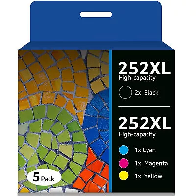 5x 252XL High Yield Ink Replacement For Epson 252 WorkForce WF3620 WF3640 WF7710 • $21.43