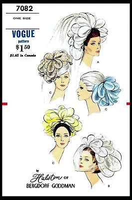 Vogue #7082 Brides Hat Designer HALSTON Flower Petal Wedding Bridal Veil Vintage • $5.49