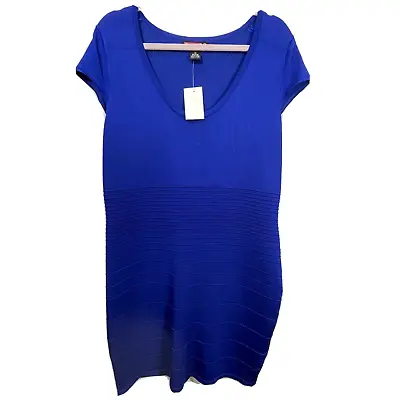 $15.99 • Buy Say What Womens 2X Royal Blue V-Neck Bodycon Ribbed Dress New