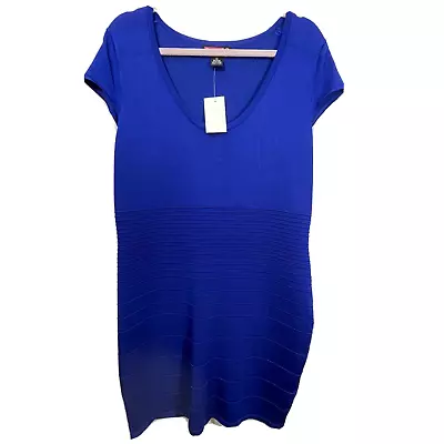 $15.99 • Buy Say What Womens 2X Royal Blue V-Neck Bodycon Ribbed Dress New