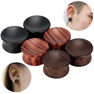 2pcs Wood Ear Gauges One Side Concave Ear Plugs Wooden Ear Expander Flesh Tunnel • $4.99