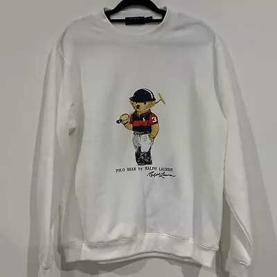 Polo Ralph Lauren Polo Bear Print Jumper White Size S • $54.99