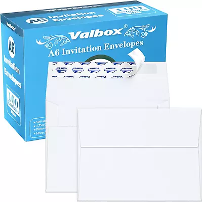 100 Qty A6 Envelopes Self Seal 6.5 X 4.75  White Kraft Paper Invitation Envelope • $17.97