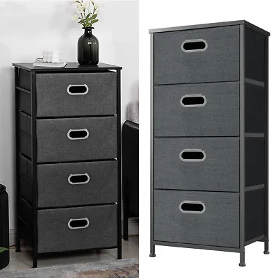 $40.99 • Buy Narrow Chest Of 4 Drawer Fabric Dresser Vertical Storage Chest Dressers Bedroom